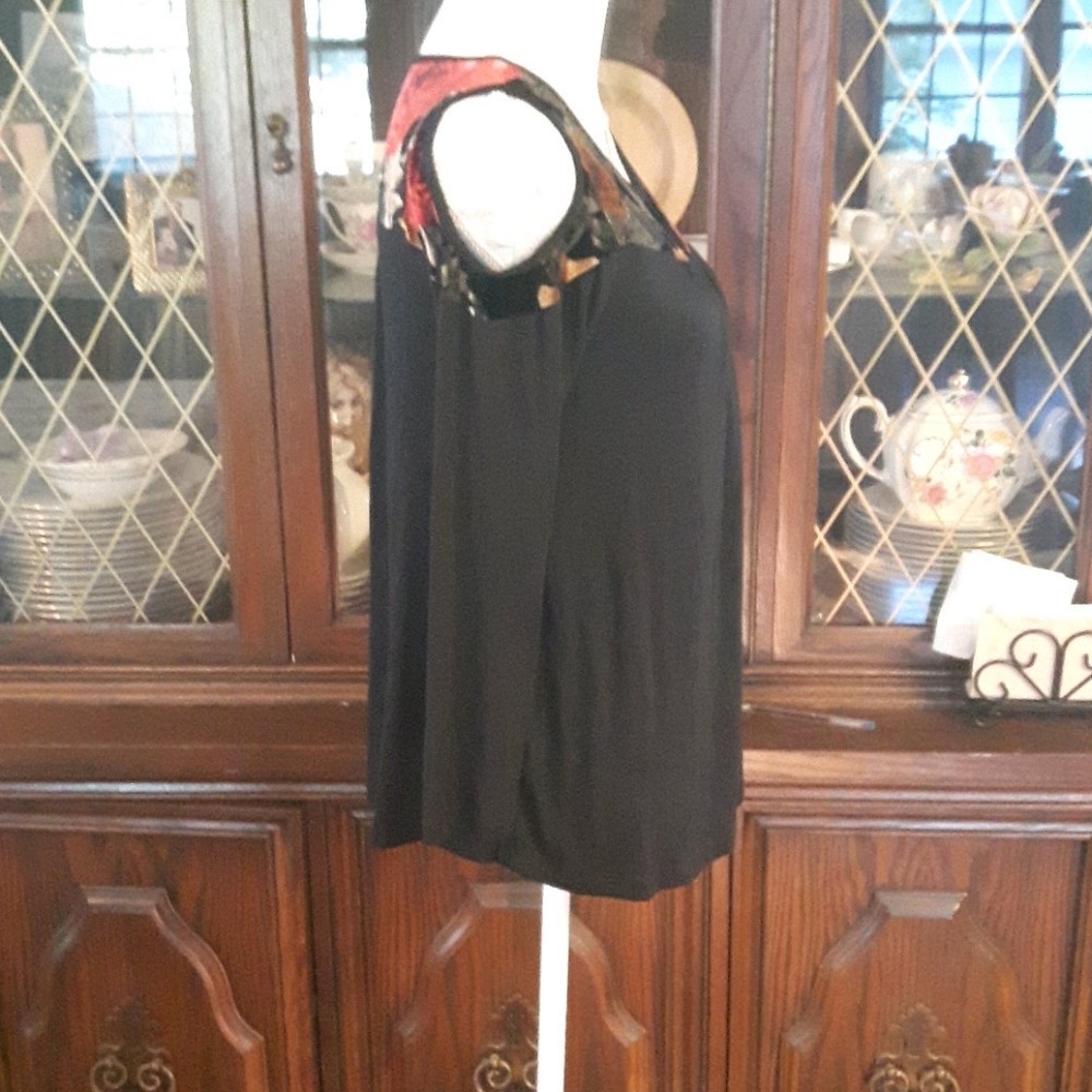 Knapp Studio Cold Shoulder Velvet & Sheer Floral Tunic Top – Size Small - Picture 6 of 14